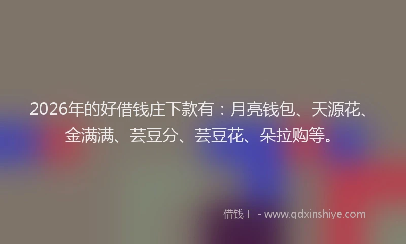 2026年的好借钱庄下款有：月亮钱包、天源花、金满满、芸豆分、芸豆花、朵拉购等。