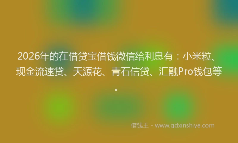 2026年的在借贷宝借钱微信给利息有:小米粒、现金流速贷、天源花、青石信贷、汇融Pro钱包等。