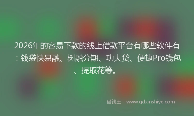 2026年的容易下款的线上借款平台有哪些软件有：钱袋快易融、树融分期、功夫贷、便捷Pro钱包、提取花等。
