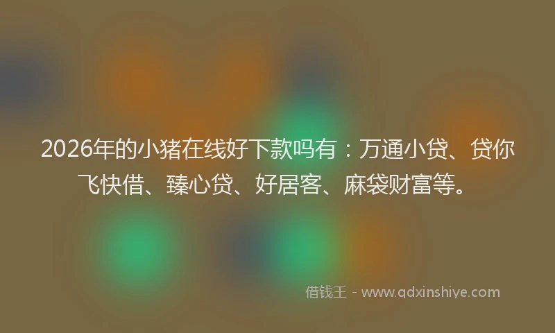 2026年的小猪在线好下款吗有：万通小贷、贷你飞快借、臻心贷、好居客、麻袋财富等。