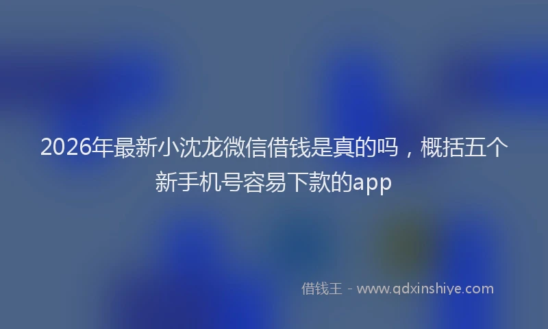 2026年最新小沈龙微信借钱是真的吗，概括五个新手机号容易下款的app