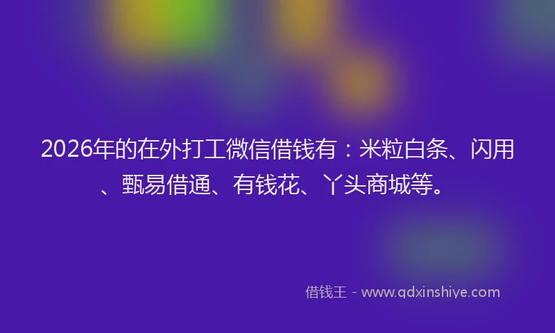 2026年的在外打工微信借钱有：米粒白条、闪用、甄易借通、有钱花、丫头商城等。