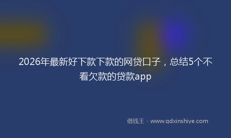 2026年最新好下款下款的网贷口子，总结5个不看欠款的贷款app