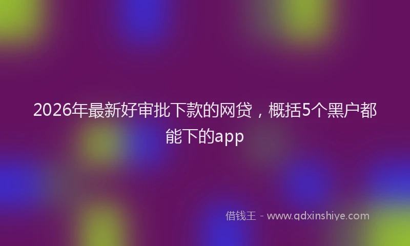 2026年最新好审批下款的网贷，概括5个黑户都能下的app