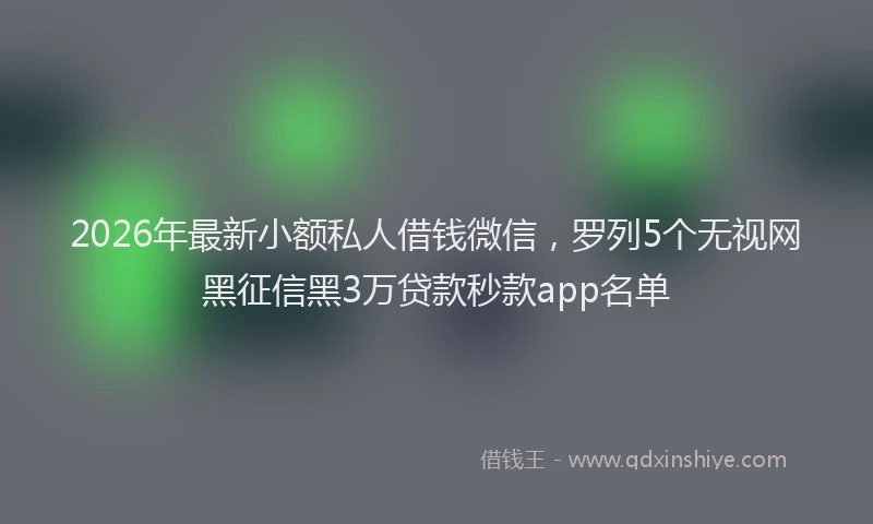 2026年最新小额私人借钱微信，罗列5个无视网黑征信黑3万贷款秒款app名单