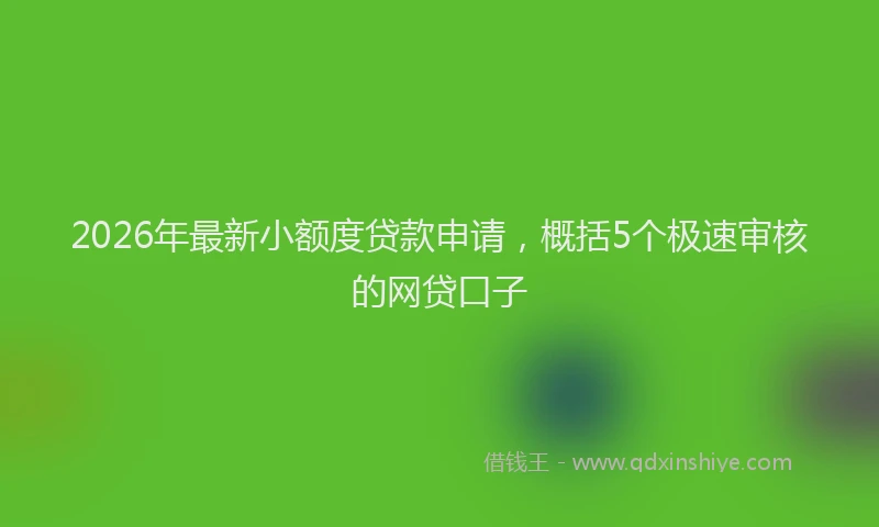 2026年最新小额度贷款申请，概括5个极速审核的网贷口子