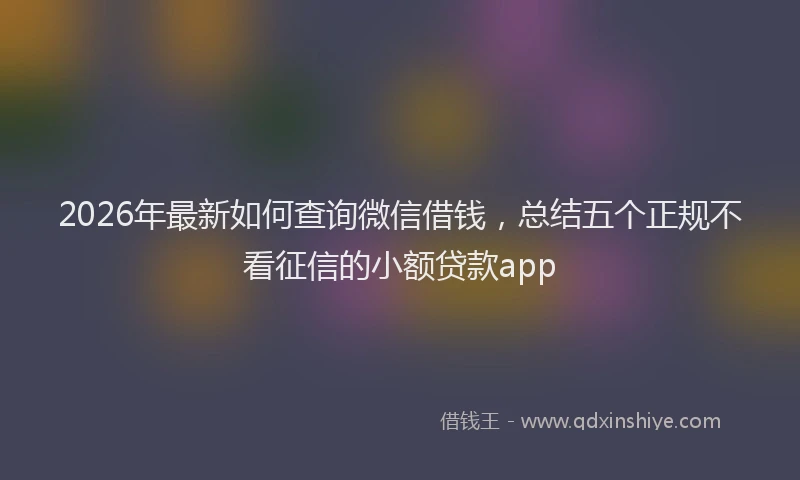 2026年最新如何查询微信借钱，总结五个正规不看征信的小额贷款app