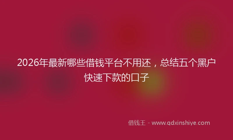 2026年最新哪些借钱平台不用还，总结五个黑户快速下款的口子