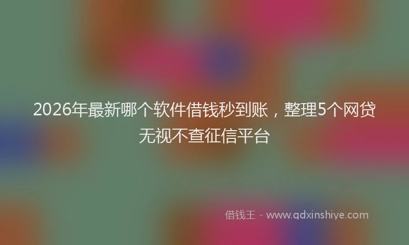 2026年最新哪个软件借钱秒到账,整理5个网贷无视不查征信平台