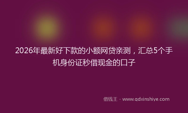 2026年最新好下款的小额网贷亲测，汇总5个手机身份证秒借现金的口子