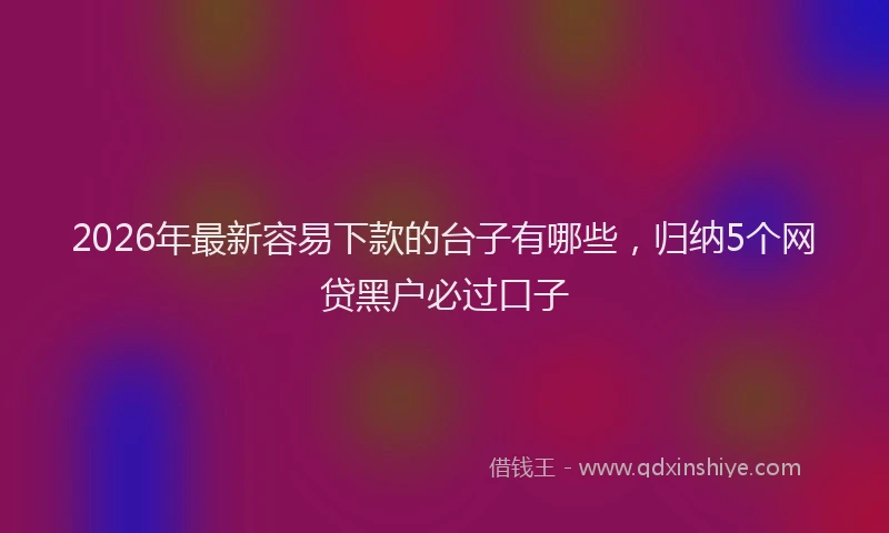2026年最新容易下款的台子有哪些，归纳5个网贷黑户必过口子