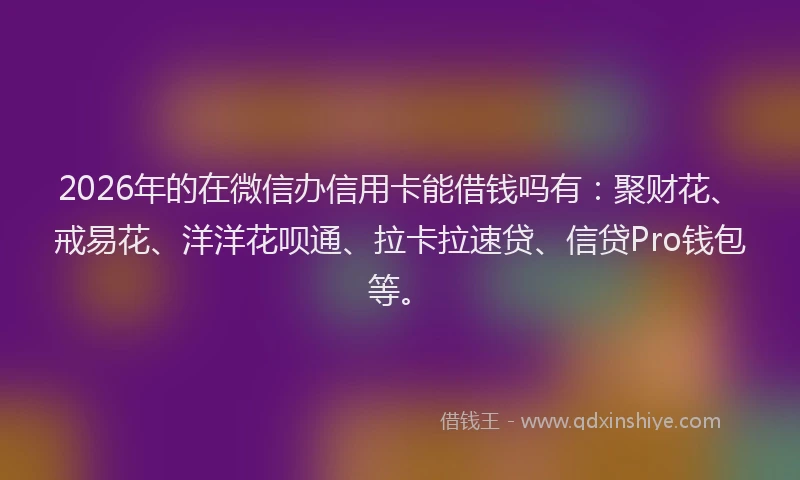 2026年的在微信办信用卡能借钱吗有:聚财花、戒易花、洋洋花呗通、拉卡拉速贷、信贷Pro钱包等。