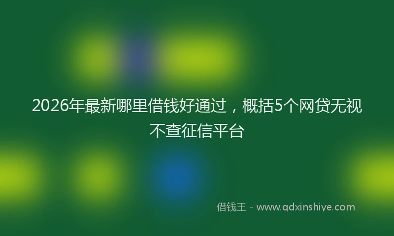 2026年最新哪里借钱好通过，概括5个网贷无视不查征信平台
