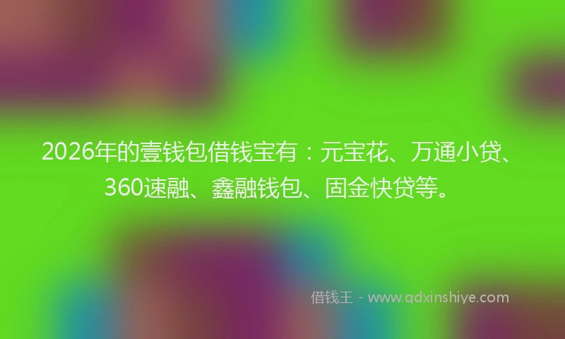 2026年的壹钱包借钱宝有：元宝花、万通小贷、360速融、鑫融钱包、固金快贷等。