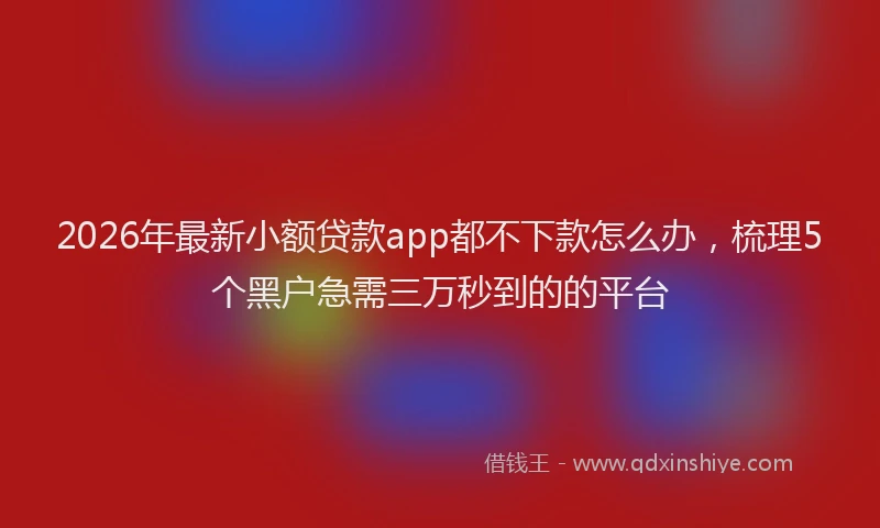 2026年最新小额贷款app都不下款怎么办，梳理5个黑户急需三万秒到的的平台