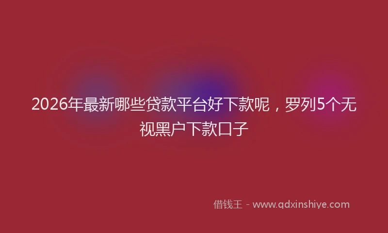 2026年最新哪些贷款平台好下款呢，罗列5个无视黑户下款口子