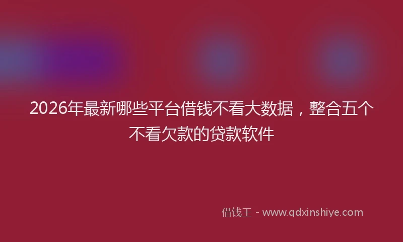 2026年最新哪些平台借钱不看大数据，整合五个不看欠款的贷款软件