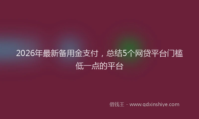 2026年最新备用金支付,总结5个网贷平台门槛低一点的平台