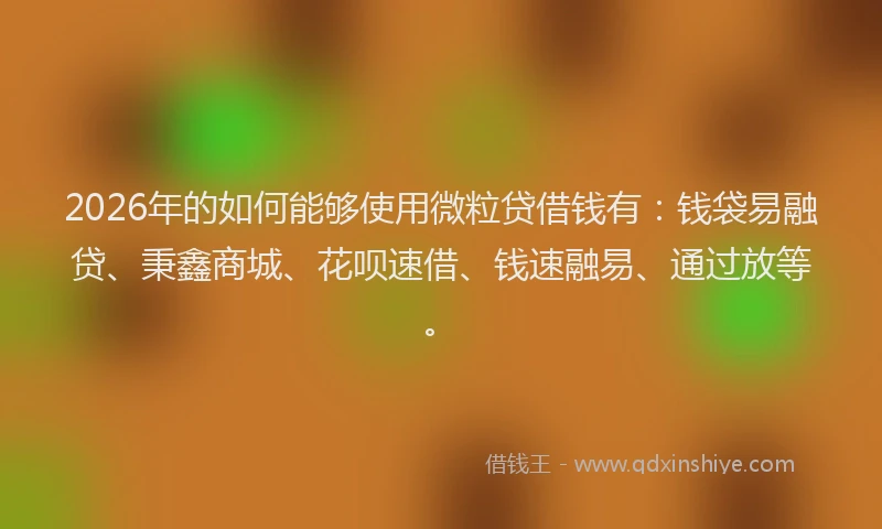 2026年的如何能够使用微粒贷借钱有：钱袋易融贷、秉鑫商城、花呗速借、钱速融易、通过放等。