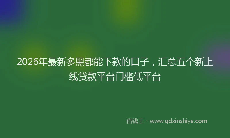 2026年最新多黑都能下款的口子，汇总五个新上线贷款平台门槛低平台