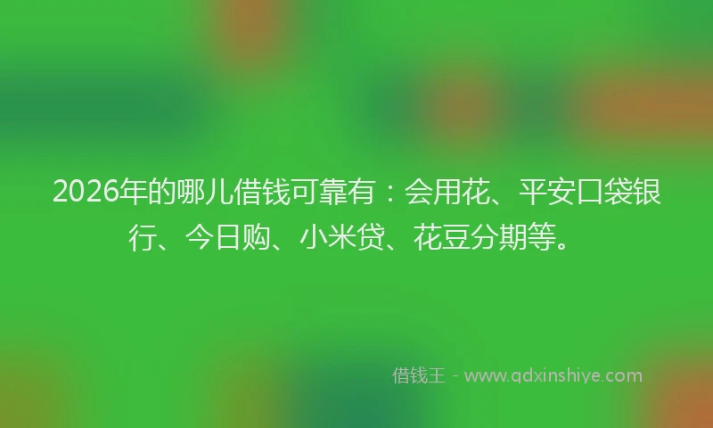 2026年的哪儿借钱可靠有:会用花、平安口袋银行、今日购、小米贷、花豆分期等。