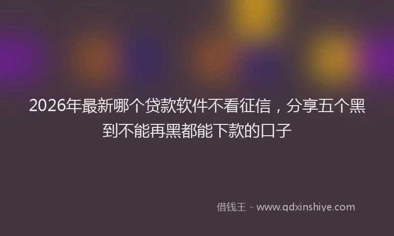 2026年最新哪个贷款软件不看征信,分享五个黑到不能再黑都能下款的口子