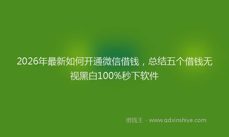 2026年最新如何开通微信借钱，总结五个借钱无视黑白100%秒下软件