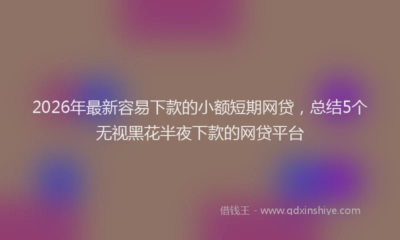 2026年最新容易下款的小额短期网贷，总结5个无视黑花半夜下款的网贷平台