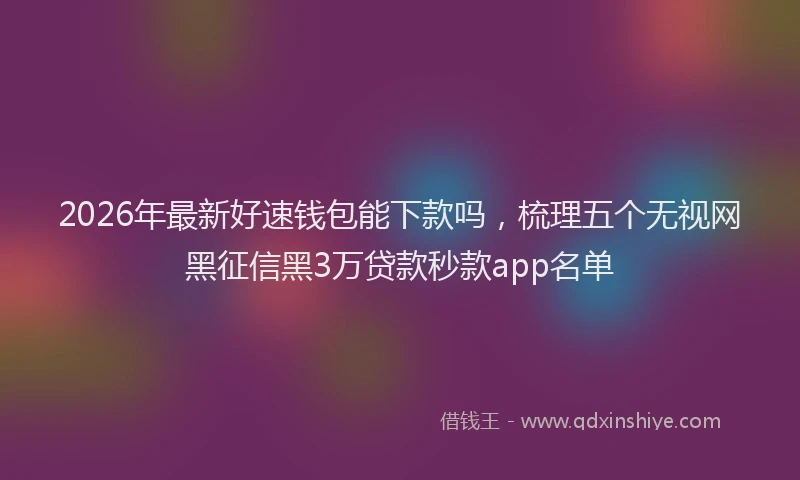 2026年最新好速钱包能下款吗，梳理五个无视网黑征信黑3万贷款秒款app名单