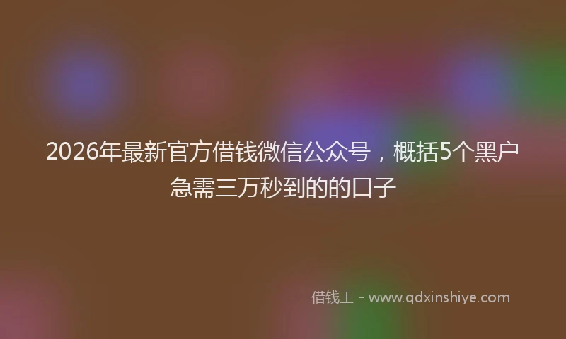 2026年最新官方借钱微信公众号，概括5个黑户急需三万秒到的的口子