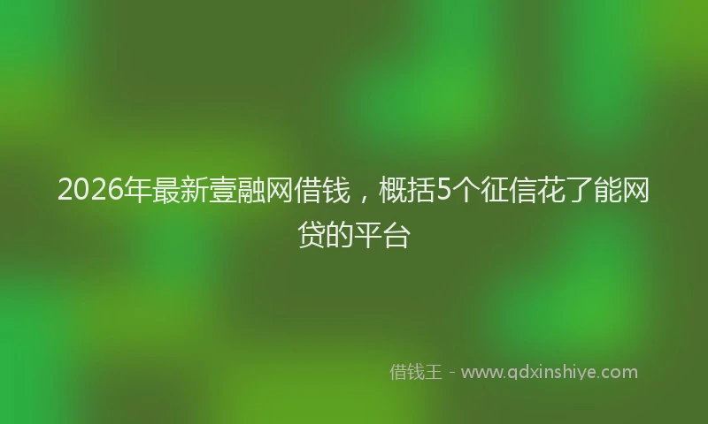 2026年最新壹融网借钱，概括5个征信花了能网贷的平台