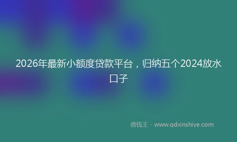 2026年最新小额度贷款平台，归纳五个2024放水口子