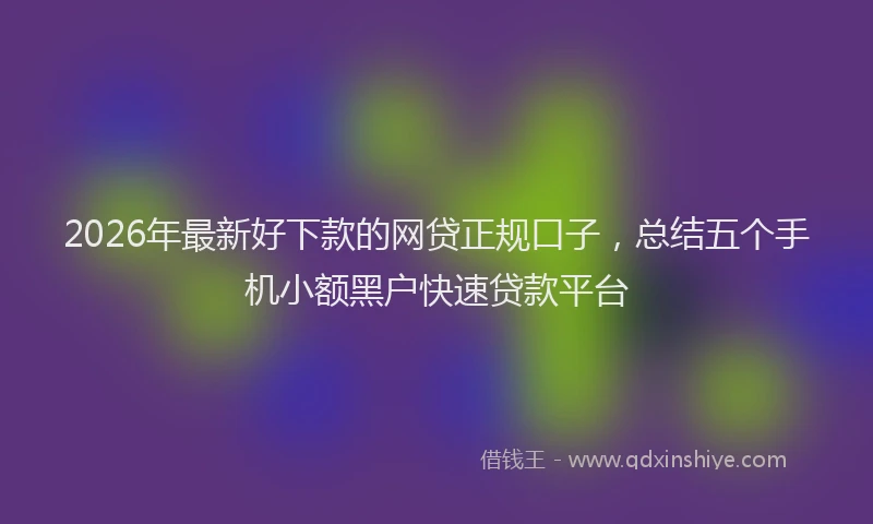 2026年最新好下款的网贷正规口子，总结五个手机小额黑户快速贷款平台