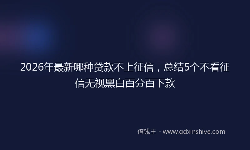 2026年最新哪种贷款不上征信，总结5个不看征信无视黑白百分百下款