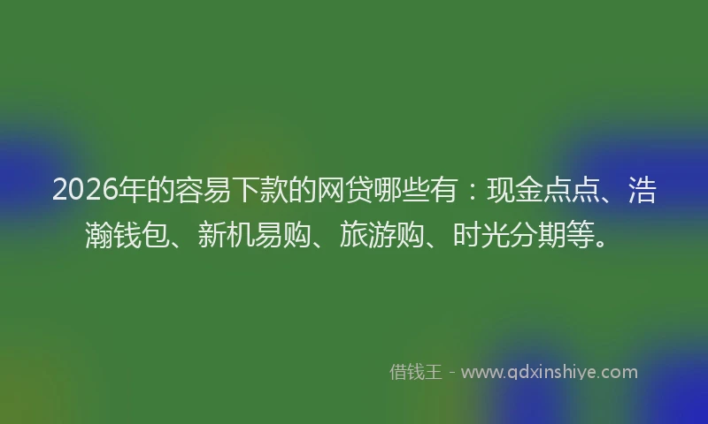 2026年的容易下款的网贷哪些有：现金点点、浩瀚钱包、新机易购、旅游购、时光分期等。