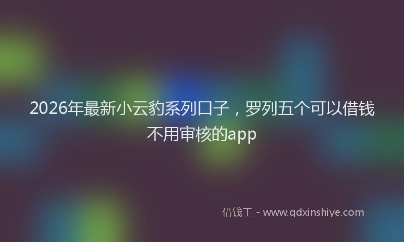 2026年最新小云豹系列口子，罗列五个可以借钱不用审核的app