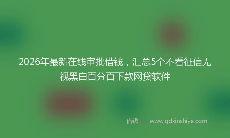 2026年最新在线审批借钱，汇总5个不看征信无视黑白百分百下款网贷软件
