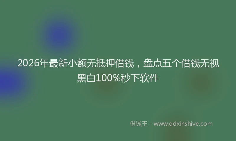 2026年最新小额无抵押借钱，盘点五个借钱无视黑白100%秒下软件
