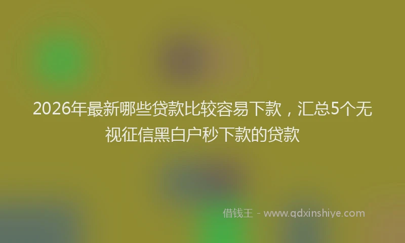 2026年最新哪些贷款比较容易下款，汇总5个无视征信黑白户秒下款的贷款