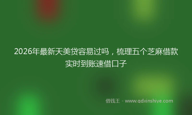 2026年最新天美贷容易过吗，梳理五个芝麻借款实时到账速借口子