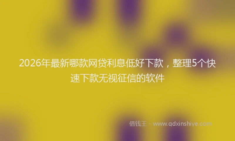 2026年最新哪款网贷利息低好下款，整理5个快速下款无视征信的软件