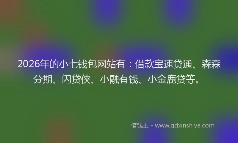 2026年的小七钱包网站有：借款宝速贷通、森森分期、闪贷侠、小融有钱、小金鹿贷等。