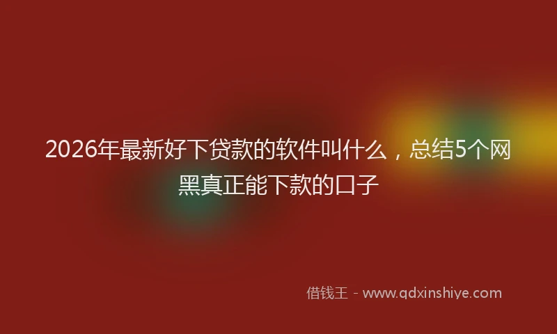 2026年最新好下贷款的软件叫什么，总结5个网黑真正能下款的口子