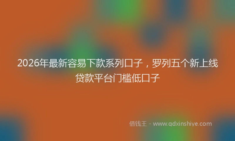 2026年最新容易下款系列口子，罗列五个新上线贷款平台门槛低口子
