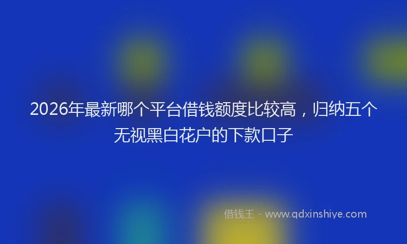 2026年最新哪个平台借钱额度比较高，归纳五个无视黑白花户的下款口子