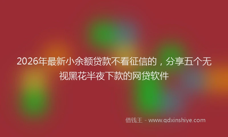 2026年最新小余额贷款不看征信的，分享五个无视黑花半夜下款的网贷软件