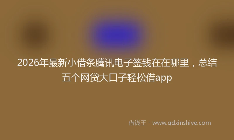 2026年最新小借条腾讯电子签钱在在哪里，总结五个网贷大口子轻松借app