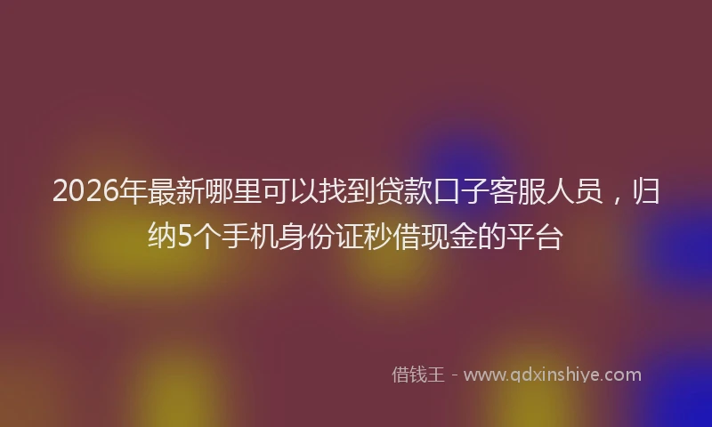 2026年最新哪里可以找到贷款口子客服人员，归纳5个手机身份证秒借现金的平台