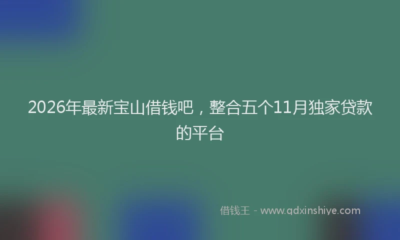2026年最新宝山借钱吧，整合五个11月独家贷款的平台