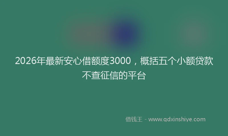 2026年最新安心借额度3000，概括五个小额贷款不查征信的平台